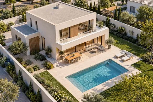 Casa modular contemporánea integrada en su parcela