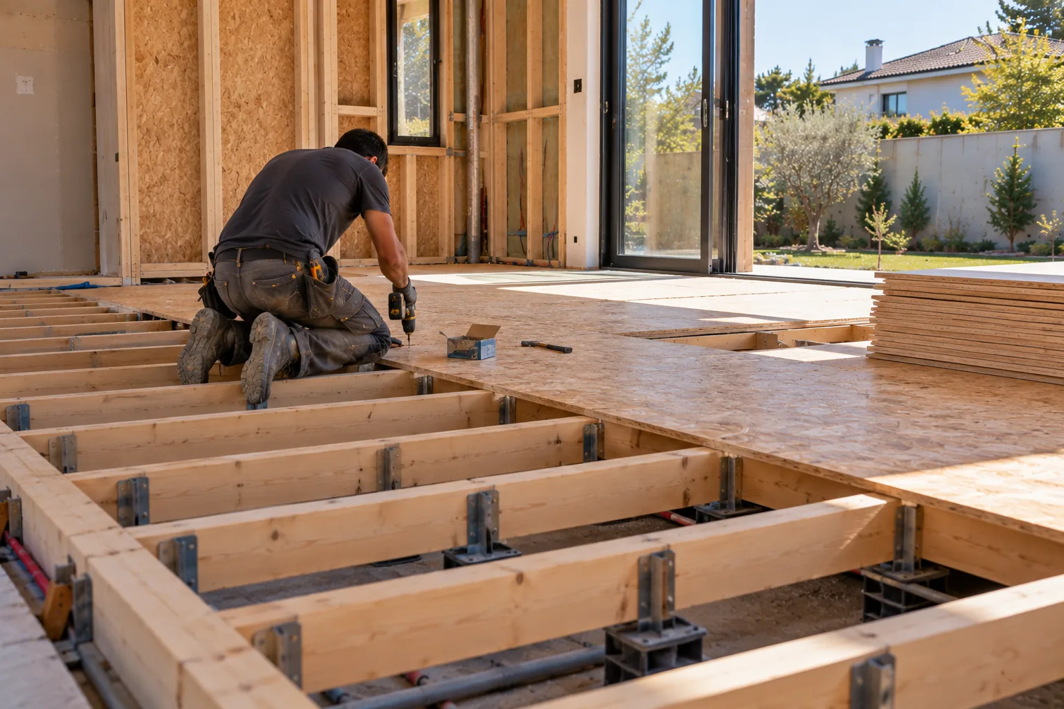 Ejecución de estructura de madera y paneles OSB