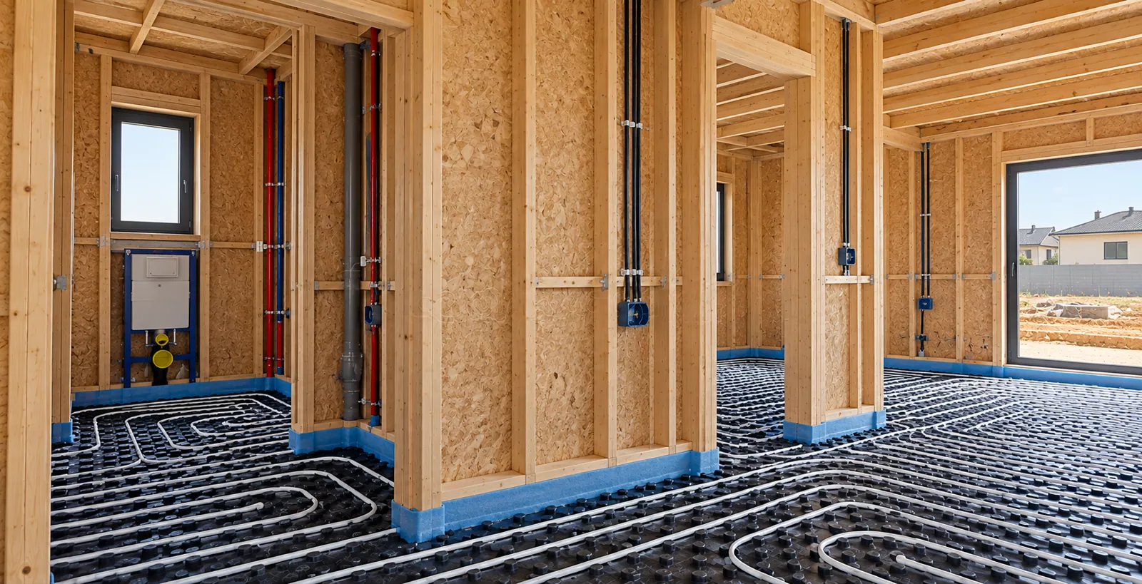 Aislamiento con lana de roca en el proceso de construcción de una vivienda de entramado ligero de madera